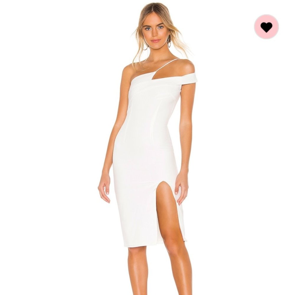 Superdown Jillian Asymmetric Midi Dress in White XS